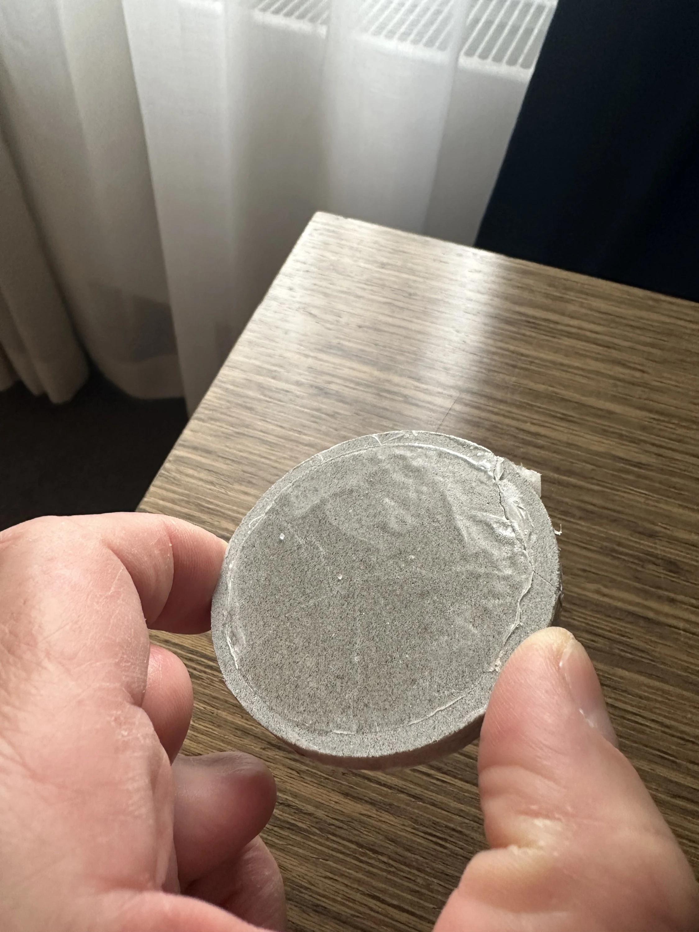 Ceramic disc after the test: gel layer on the surface